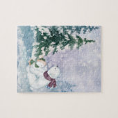 Niedliche Winterlandschaft mit Mama & Baby Bear Puzzle (Horizontal)