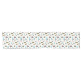 Niedliche Winterlandschaftshäuser Skaten people Kurzer Tischläufer (Horizontal)