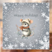 Niedliche Wintermaus mit Berries Fensteraufkleber (Blatt 2)