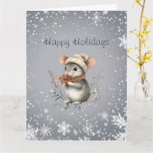 Niedliche Wintermaus mit Berries Karte (Gelbe Blume)