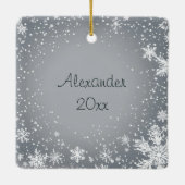 Niedliche Wintermaus mit Berries Keramikornament (Rückseite)