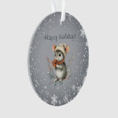 Niedliche Wintermaus mit Berries Ornament (Vorderseite)