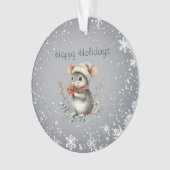 Niedliche Wintermaus mit Berries Ornament (Vorderseite)