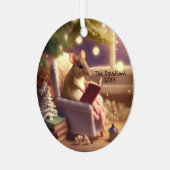 Niedliche Wintermäuse lesen ein Buch Custom Ornament Aus Metall (Vorderseite links)