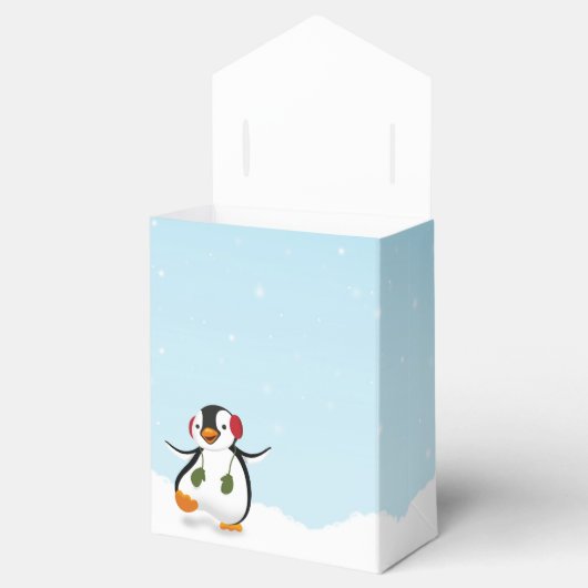 Niedliche Winterpinguin-Gefälligkeitsbox Geschenkschachtel (Geöffnet)