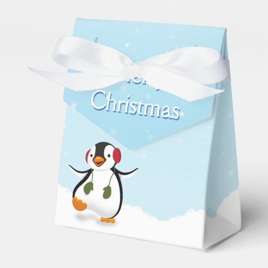 Niedliche Winterpinguin-Gefälligkeitsbox Geschenkschachtel (Vorderseite)