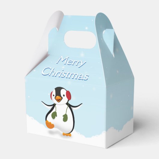 Niedliche Winterpinguin-Gefälligkeitsbox Geschenkschachtel (Vorderseite)