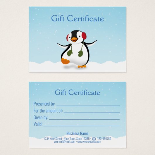 Niedliche Winterpinguin-Geschenkkarte (Vorne & Hinten)