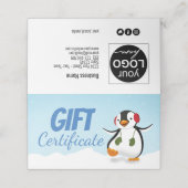 Niedliche Winterpinguin-Geschenkkarte Platzkarte (Außenseite Aufgefaltet)