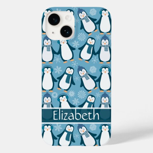 Niedliche Winterpinguine Design Name hinzufügen Case-Mate iPhone Hülle (Rückseite)
