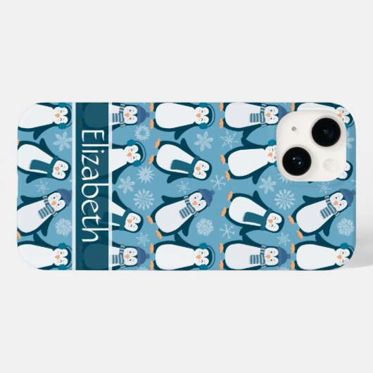 Niedliche Winterpinguine Design Name hinzufügen Case-Mate iPhone Hülle (Rückseite (Horizontal))
