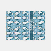 Niedliche Winterpinguine Design Name hinzufügen Fleecedecke (Vorderseite (Horizontal))