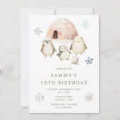 Niedliche Winterpinguine Geburtstagsparty Einladung (Vorderseite)