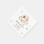 Niedliche Winterpinguine Geburtstagsparty Serviette (Ecke)