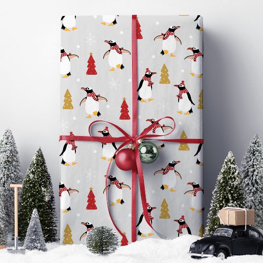 Niedliche Winterpinguine Geschenkpapier