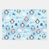 Niedliche Winterpinguine in drei Mustern Geschenkpapier Set (Vorderseite 3)