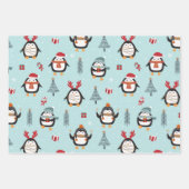 Niedliche Winterpinguine in drei Mustern Geschenkpapier Set (Vorderseite)