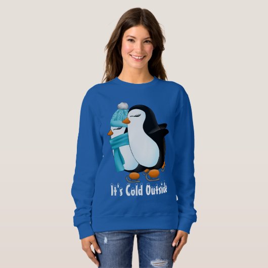 Niedliche Winterpinguine kalt außerhalb des Pullov Sweatshirt (Vorne ganz)