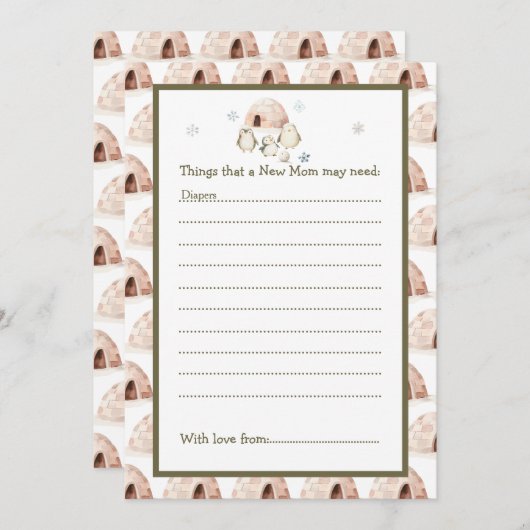 Niedliche Winterpinguine Kinderdusche Einladung (Vorne/Hinten)