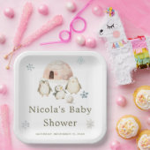 Niedliche Winterpinguine Kinderdusche Pappteller (Party)