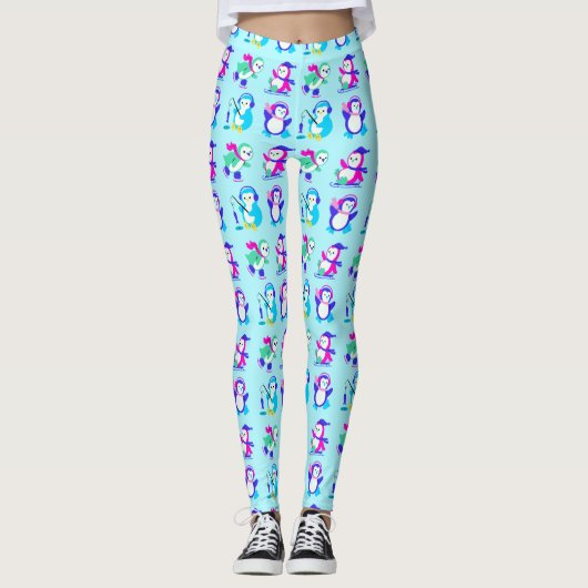 Niedliche Winterpinguine Leggings (Vorderseite)