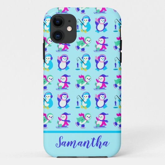 Niedliche Winterpinguine Personalisiert Case-Mate iPhone Hülle (Rückseite)