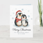 Niedliche Winterpinguine Weihnachten Karte (Vorderseite)