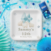 Niedliche Winterpolarbären Geburtstagsparty Pappteller (Party)