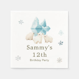 Niedliche Winterpolarbären Geburtstagsparty Serviette