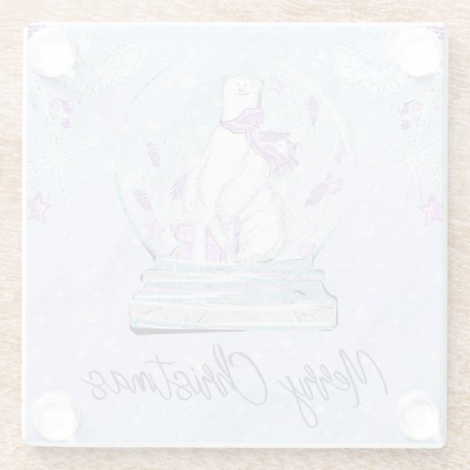 Niedliche Winterpolarbärenschneedecke Glasuntersetzer (Rückseite)