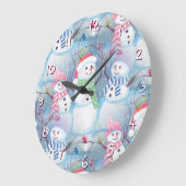 Niedliche Wintersaison Snowmen Kunst, Dichtung und Große Wanduhr (Winkel)