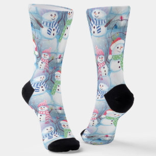 Niedliche Wintersaison Snowmen Kunst, Dichtung und Socken