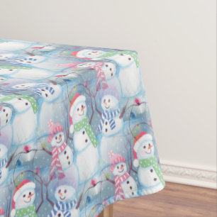 Niedliche Wintersaison Snowmen Kunst, Dichtung und Tischdecke