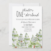 Niedliche Winterschneebäume Kinder zum Geburtstag  Einladung (Vorderseite)