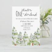 Niedliche Winterschneebäume Kinder zum Geburtstag  Einladung (Stehend Vorderseite)