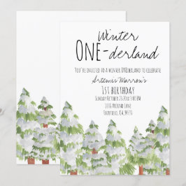 Niedliche Winterschneebäume Kinder zum Geburtstag  Einladung