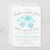 Niedliche Winterschneeflocke zum ersten Geburtstag Einladung (Vorderseite)