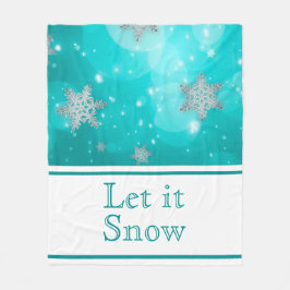Niedliche Winterschneeflocken Blau Fleecedecke