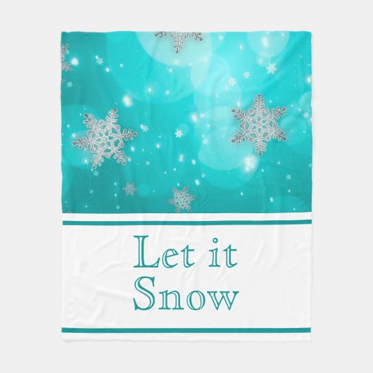 Niedliche Winterschneeflocken Blau Fleecedecke (Vorderseite)