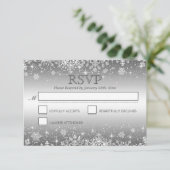 Niedliche Winterschneeflocken Hochzeitkarte RSVP (Stehend Vorderseite)