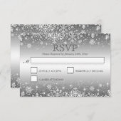 Niedliche Winterschneeflocken Hochzeitkarte RSVP (Vorne/Hinten)