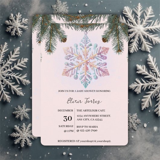 Niedliche Winterschneeflocken Niedliche Babydusche Einladung