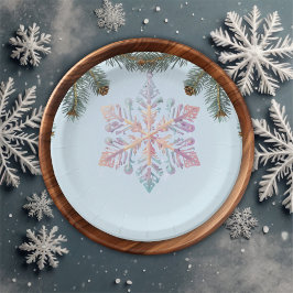 Niedliche Winterschneeflocken Niedliche Babydusche Pappteller