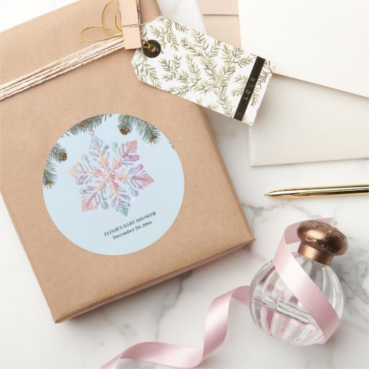 Niedliche Winterschneeflocken Niedliche Babydusche Runder Aufkleber (Schenken)