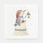 Niedliche Winterschneefrau mit Lattern Serviette (Vorderseite)