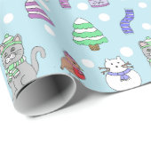 Niedliche Winterschneekatze Geschenkpapier (Rolleneckpunkt)