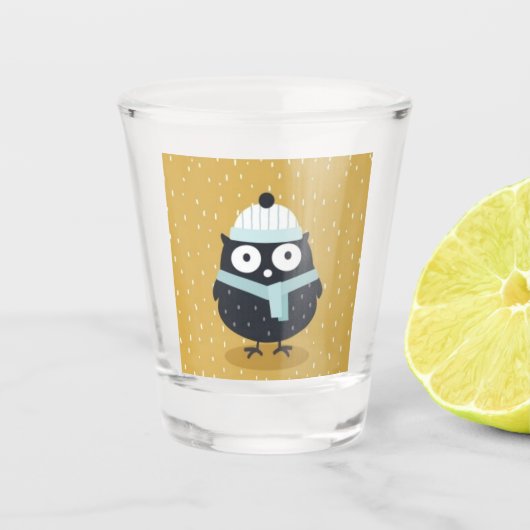 Niedliche Winterschneekunst Schnapsglas (Vorderseite)