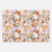 Niedliche Winterschneemänner Flora-Szene Creme Was Geschenkpapier Set (Vorderseite)