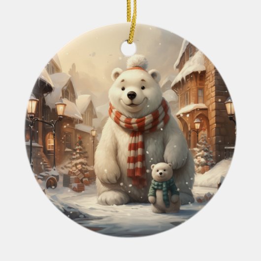 Niedliche Winterszenen Keramik Ornament (Vorne)