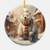 Niedliche Winterszenen Keramik Ornament (Hinten)